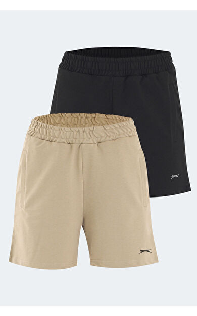 Slazenger RAMLAH 2'li Set Kadın Şort Siyah - Bej