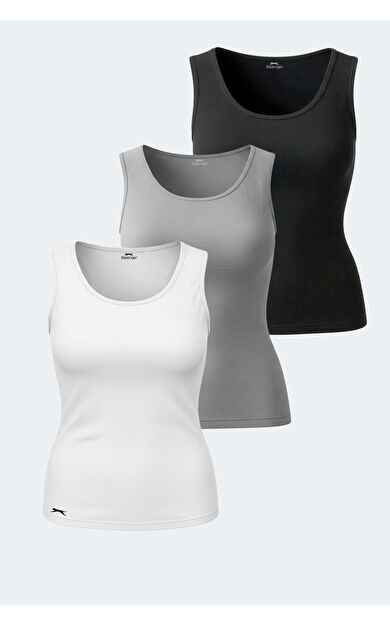 Slazenger VATIK Kadın Atlet Beyaz - Gri - Siyah