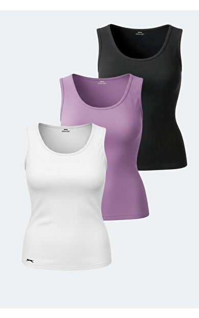 Slazenger VATIK Kadın Atlet Beyaz - Siyah - Lila