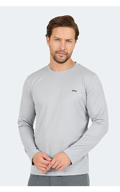 Slazenger ODIN Erkek Uzun Kol T-Shirt Gri Gri