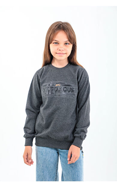 Slazenger DUNA Unisex Çocuk Sweatshirt Koyu Gri Koyu Gri