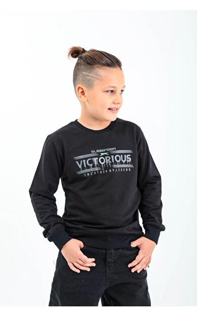 Slazenger DUNA Unisex Çocuk Sweatshirt Siyah Siyah