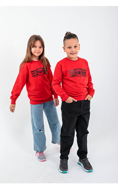 Slazenger DUNA Unisex Çocuk Sweatshirt Kırmızı Kırmızı