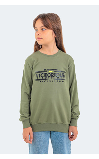 Slazenger DUNA Unisex Çocuk Sweatshirt Haki Haki