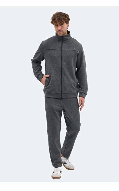 Slazenger ORDER IN Erkek Fermuarlı Dik Yaka Cepli Füme Eşofman Takımı