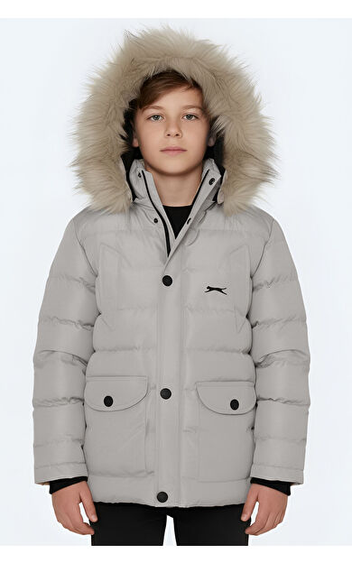 Slazenger NAPOLI  Kapüşonlu Şişme Gri Mont &amp; Kaban