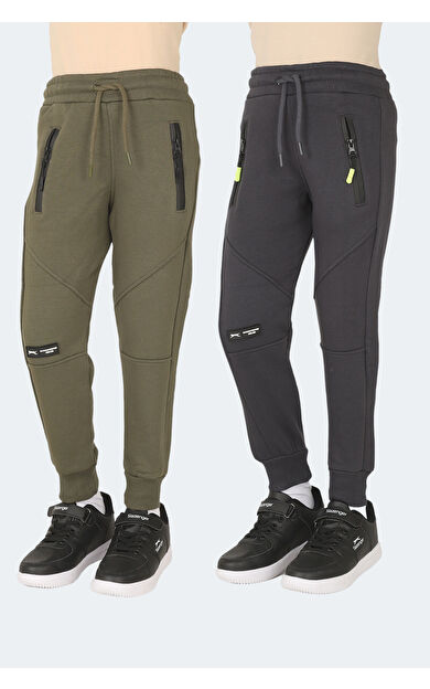Slazenger LAMYA 2 li Set Unisex Çocuk  Haki - Koyu Gri Eşofman Altı