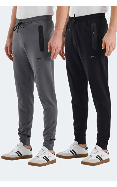 Slazenger VARUNA 2 Lİ SET Erkek  Siyah - Koyu Gri Eşofman Altı