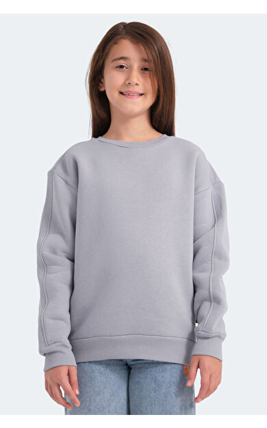 Slazenger LOGAN Unisex Çocuk Sweatshirt Taş Gri