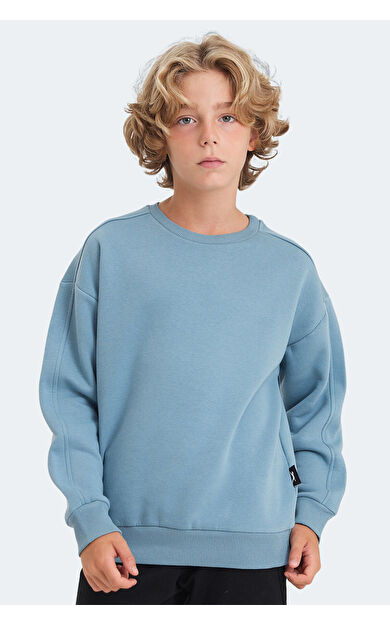 Slazenger LOGAN Unisex Çocuk Sweatshirt Mavi