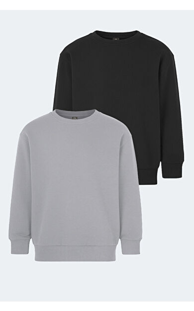 Slazenger LOGAN 2 li set Unisex Çocuk  Siyah -Taş Gri Sweatshirt