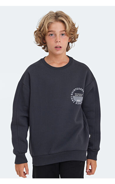 Slazenger LONE Unisex Çocuk Sweatshirt Koyu Gri