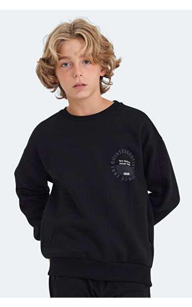 Slazenger LONE Unisex Çocuk Sweatshirt Siyah