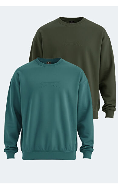 Slazenger VADIK 2li set Erkek  Haki - Petrol Sweatshirt
