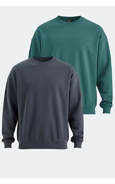 Slazenger VADIK 2li set Erkek  Koyu Gri - Yeşil Sweatshirt