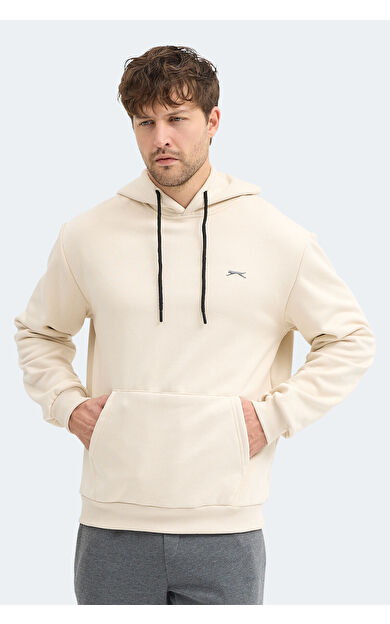 Slazenger KICKSON IN Erkek Kapüşonlu Cepli Bej Sweatshırt