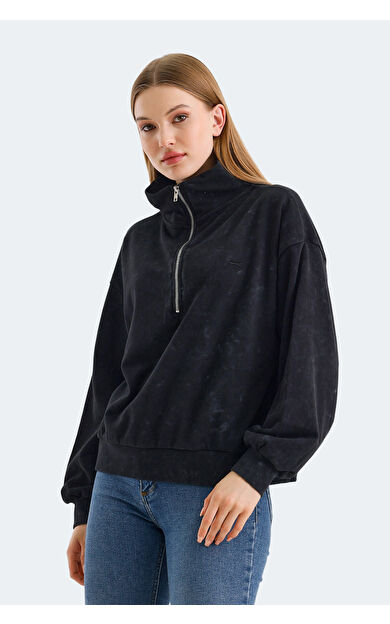 Slazenger VIEWER OVERSIZE Kadın Sweatshirt Siyah
