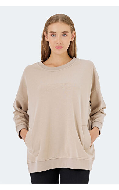 Slazenger VIKENTI SW Kadın Sweatshirt Bej