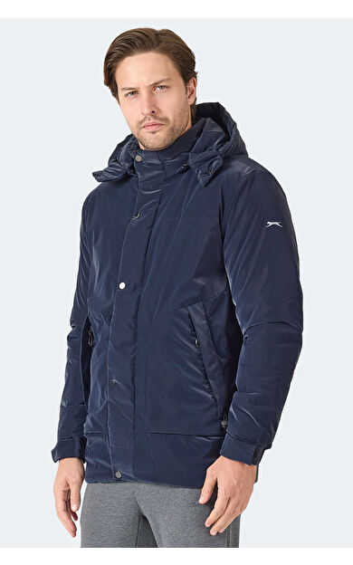 Slazenger GRIM Erkek Çıkarılabilir Kapişonlu Lacivert Mont & Kaban