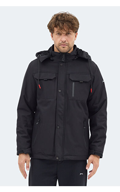 Slazenger GLEAM Erkek Kapüşonlu Siyah Mont &amp; Kaban