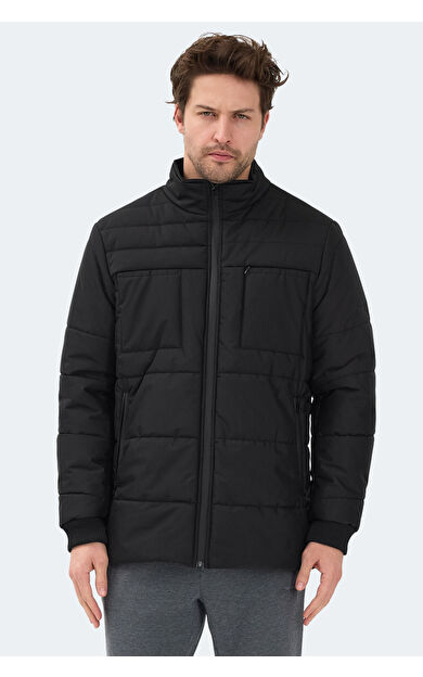 Slazenger BALDWING Erkek Dik Yaka Fermuarlı Siyah Mont & Kaban