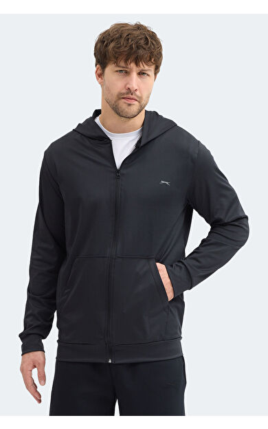 Slazenger KELENOR Erkek Kapüşonlu Cepli Siyah Sweatshırt