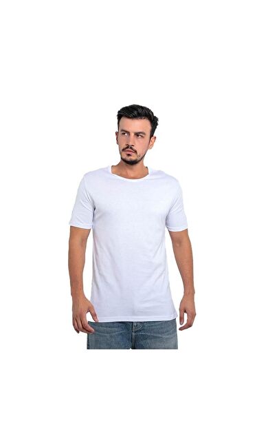Slazenger Erkek T-Shirt SANDER Büyük Beden-Beyaz ST11TE083B-000