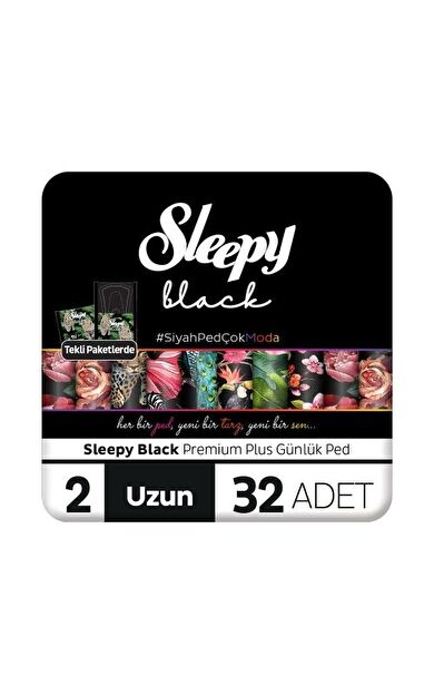 Sleepy Black Premium Plus Günlük Ped Uzun 32 Adet