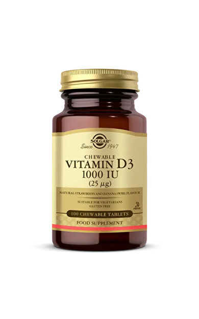 Solgar Vitamin D3 1000 IU 100 Çiğnenebilir Tablet