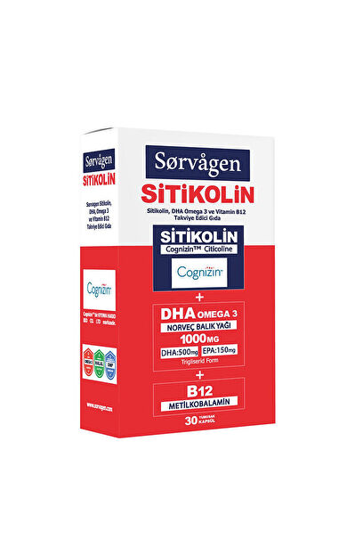 Sorvagen Smart Sitikolin DHA Omega 3 ve B12 30 Kapsül