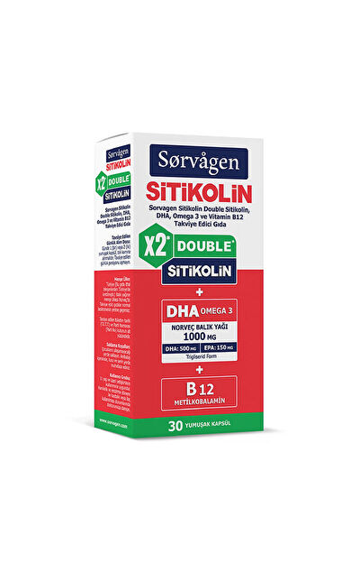 Sorvagen Smart Double Sitikolin DHA Omega 3 ve B12 30 Kapsül