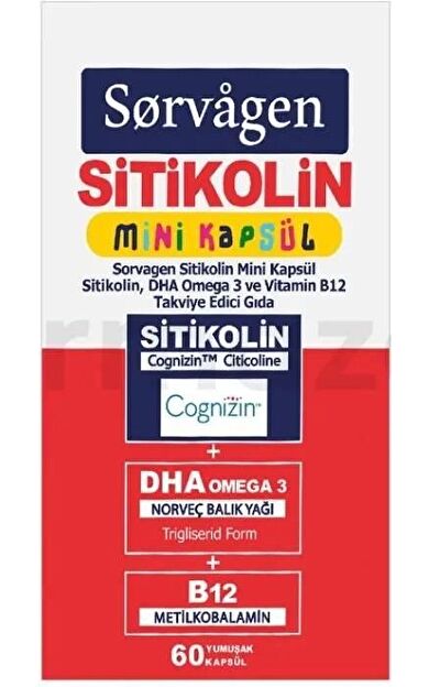 Sorvagen Sitikolin Mini Kapsül Sitikolin DHA Omega-3 ve B12 60 Kapsül - SKT:01/2029