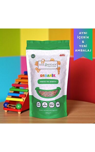 Soul Kitchen Organik Sebzeli Tel Şehriye 200gr (İlave Tuzsuz) (Vegan)