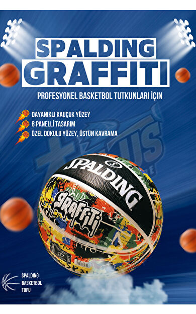 Spalding Graffiti Basketbol Topu – Kauçuk Yüzeyiyle Maksimum Dayanıklılık ve Her Türlü Zemine Uygundur
