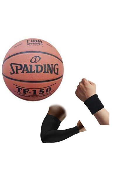 Spalding Tf-150 Basketbol Topu Perform Size 5 Fıba Logolu+basketbol Dirsekliği+havlu Bileklik