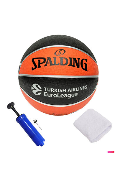 Spalding TF-150 Euroleague Kauçuk Antrenman Basketbol No 7 Outdoor Maç Topu 600 gr + Pompa + Havlu Bileklik