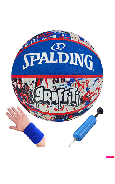 Spalding Graffiti 8 Panel Basketbol Topu Performance Outdoor Kauçuk Yüzey + Pompa + Havlu Bileklik