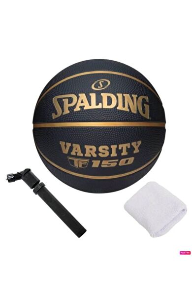 Spalding Basketbol Topu Varsity Black Gold TF-150 Size:5+ Pompa + Havlu Bileklik