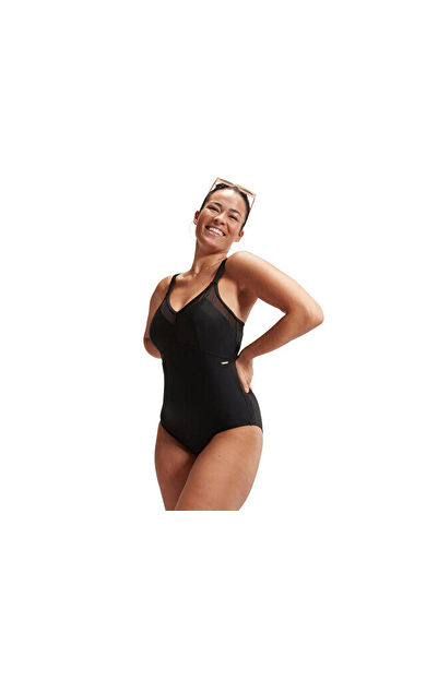 Speedo Spcscu Shpng Mesh 1Pc Af Blk Kadın Yüzücü Mayosu 8-0037000001 Siyah
