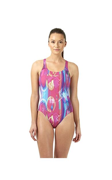 Speedo Kadın Yüzme Mayosu Pembe Speedo Alv Digi Lbck Af Pink/Blue Tek Parça Bayan Mayo 8 083709257