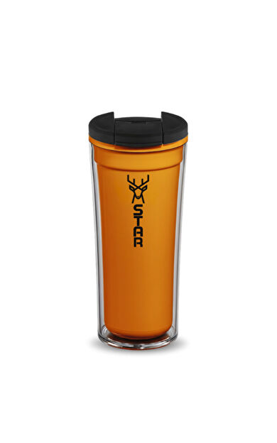 Star Mug 350 ML Double Wall Travel Mug | seyehat - okul - araba - kamp - ofis | TURUNCU