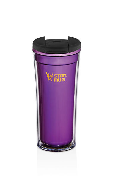 Star Termos Star Mug 350 ml Opak Seri -mor Çift Katmanlı Mug - Piknik Kamp Outdoor Ofis Otel Kafe Okul Kampüs