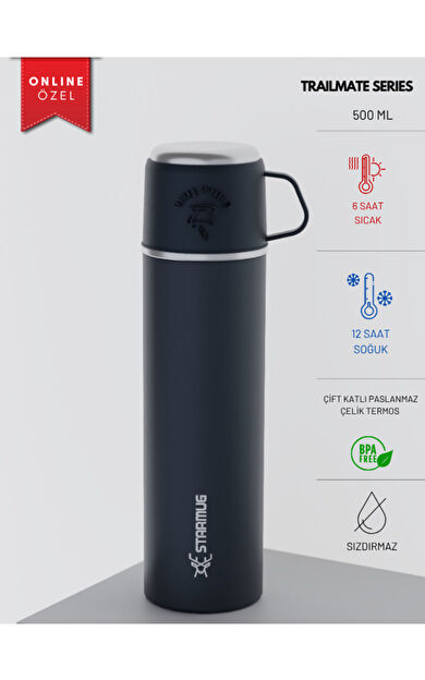 Star Termos Trailmate Bardaklı Paslanmaz Çelik Termos 500 ml GRİ | Sızdırmaz Kapak, 8 Saat Sıcak &amp; Soğuk