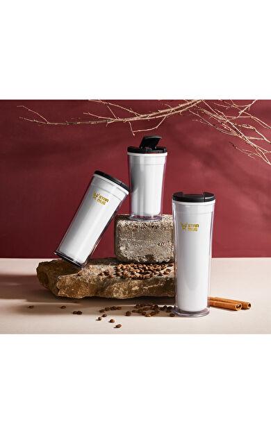 Star Termos Star Mug 350 ml Opak Seri - Beyaz Çift Katmanlı Mug - Piknik Kamp Outdoor Ofis Otel Kafe Okul Kampüs