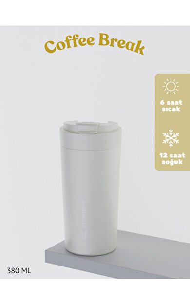 Star Termos Soothe 380 ml / 13 Oz Çelik Termos - Beyaz