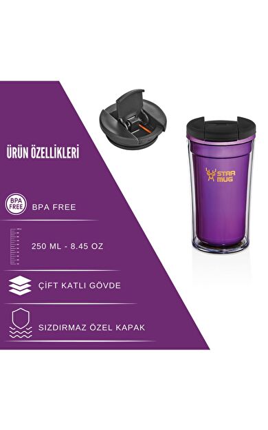 Star Termos 250 ml Opak Seri - Mor ( Piknik Kamp Outdoor Ofis Otel Kafe Okul Kampüs )