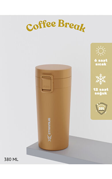 Star Termos Locksip 380 ML / 13 OZ Çelik Termos - Kahverengi
