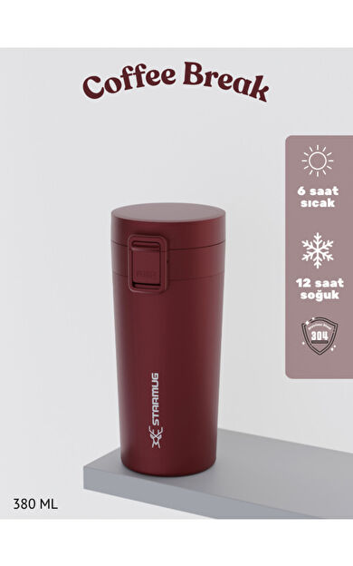 Star Termos Locksip 380 ML / 13 OZ Çelik Termos - Bordo