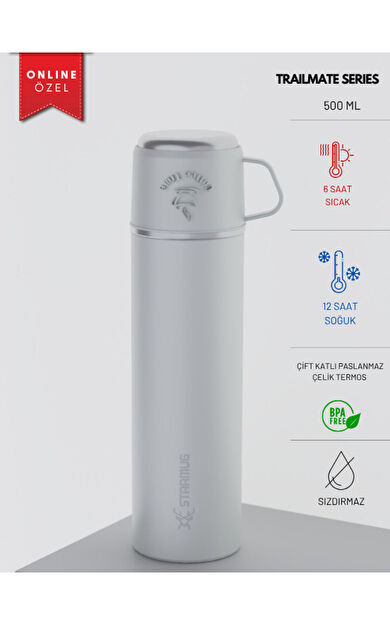 Star Termos Trailmate Bardaklı Paslanmaz Çelik Termos 500 ml KREM | Sızdırmaz Kapak, 8 Saat Sıcak &amp; Soğuk