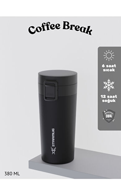 Star Termos Locksip 380 ML / 13 OZ Çelik Termos - Siyah